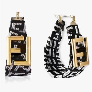 Gold and Black vintage Hoop Earrings